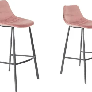 Bestseller Dutchbone Barkruk ‘Franky‘ Velvet (zithoogte 80cm) kleur Roze