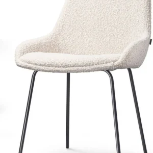 Aanbieding Nolon Nora-Isa Eetkamerstoel Bouclé Beige Stof Zwart Onderstel Design Scandinavisch Comfortabel