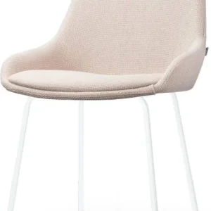 Beperkt Aanbod Nolon Nora-Isa Eetkamerstoel Beige Stof Wit Onderstel Design Scandinavisch Comfortabel