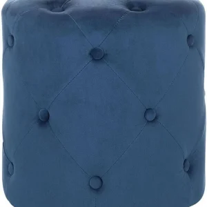 Aanbieding Beliani COROLLA Poef Donkerblauw Fluweel