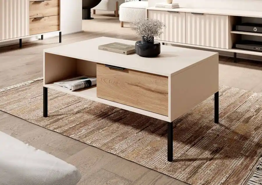 Meubella Salontafel Ramirez Beige Eiken 97 cm Goedkoop
