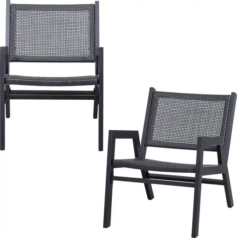 Beperkt Aanbod WOOOD Pem Tuin Fauteuil Met Armleuning Aluminium Zwart Set van 2