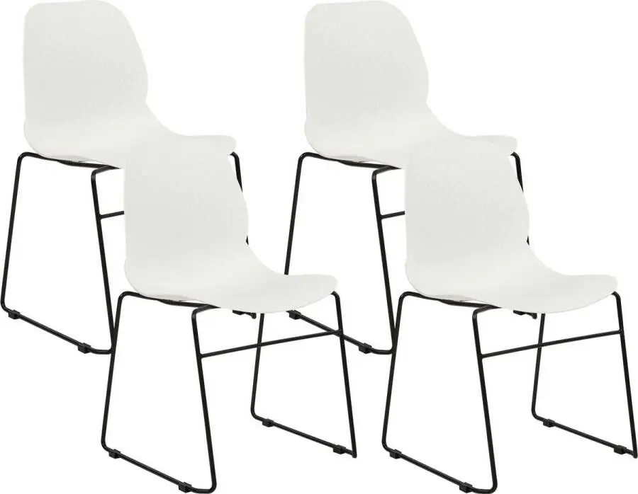 Dagaanbieding Beliani PANORA Eetkamerstoel set van 4 Wit Plastic