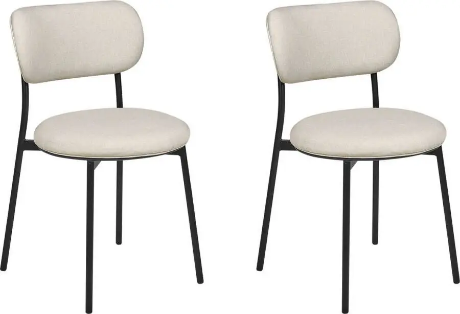 Aanbieding Beliani CASEY Eetkamerstoelen set van 2 Beige Polyester