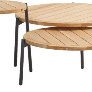4 Seasons Outdoor Yoga side table Anthracite Natural teak 45 cm (H55) Nu Kopen