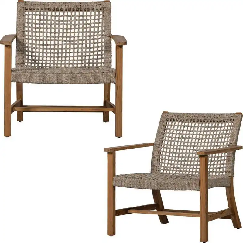 Exotan WOOOD Copper Tuin Fauteuils Teak Naturel 79x76x85 Set van 2 Hete Deal