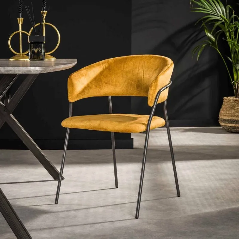 Aanbieding Fraaai Mina eetkamerstoel velvet goud