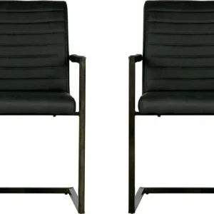 Snelle Levering Woood Bas Eetkamerstoel Pu Antraciet Set van 2
