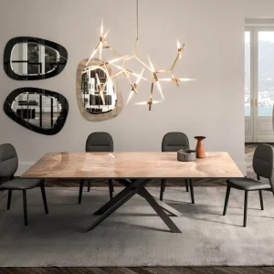 Ozzio Uitschuifbare eettafel 4x4 T240-marmer glas Onice Ludo MG03 Finale Uitverkoop