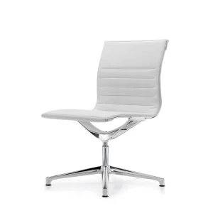 Laatste Versie ICF Una Chair Management bureaustoel design bureaustoel 4 arm zonder wielen H42 cm zonder armleuning leer wit 915