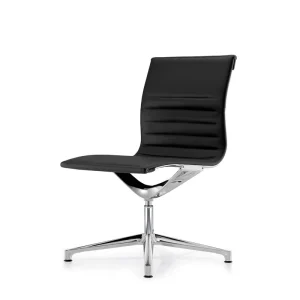 Direct Beschikbaar ICF Una Chair Management bureaustoel design bureaustoel 4 arm zonder wielen H42 cm zonder armleuning leer zwart 901