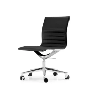 ICF Una Chair Management bureaustoel design bureaustoel 5 arm met wielen H42 cm zonder armleuning leer zwart 901 Premium