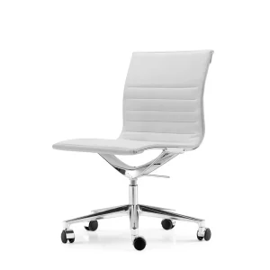 ICF Una Chair Management bureaustoel design bureaustoel 5 arm met wielen H42 cm zonder armleuning leer wit 915 Koop Online