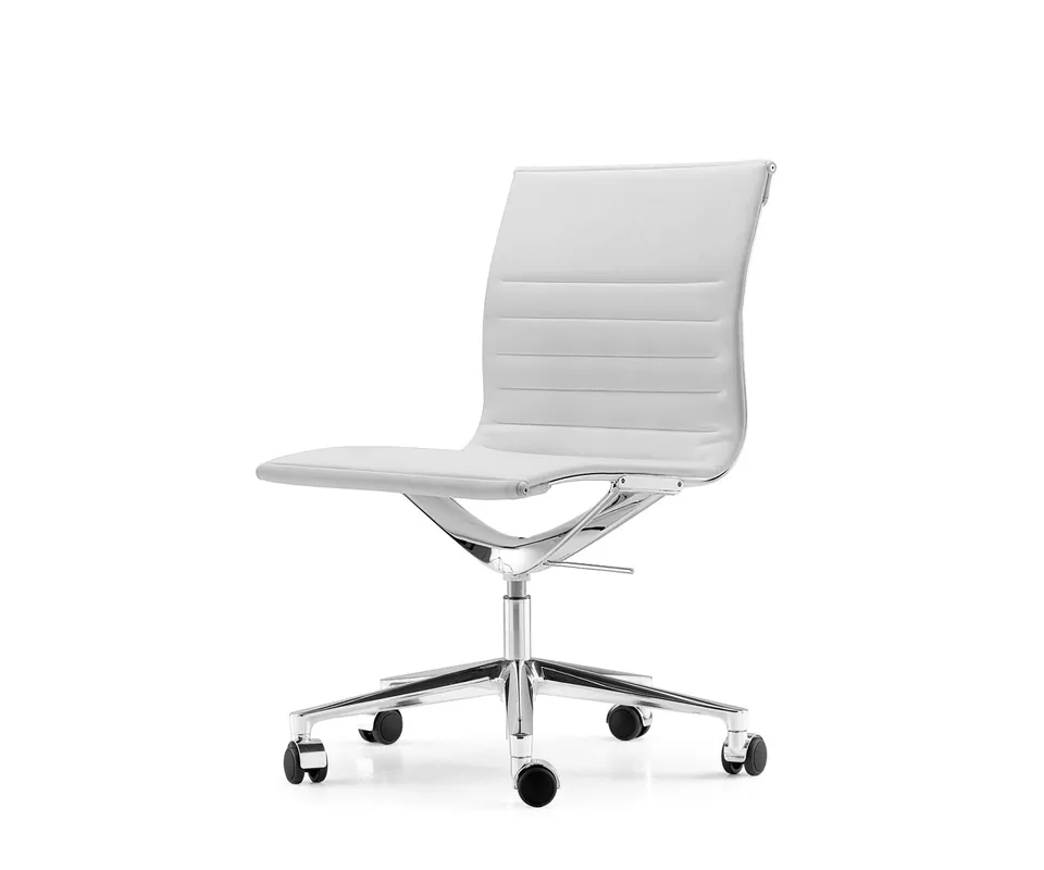 ICF Una Chair Management bureaustoel design bureaustoel 5 arm met wielen H42 cm zonder armleuning leer wit 915 Koop Online