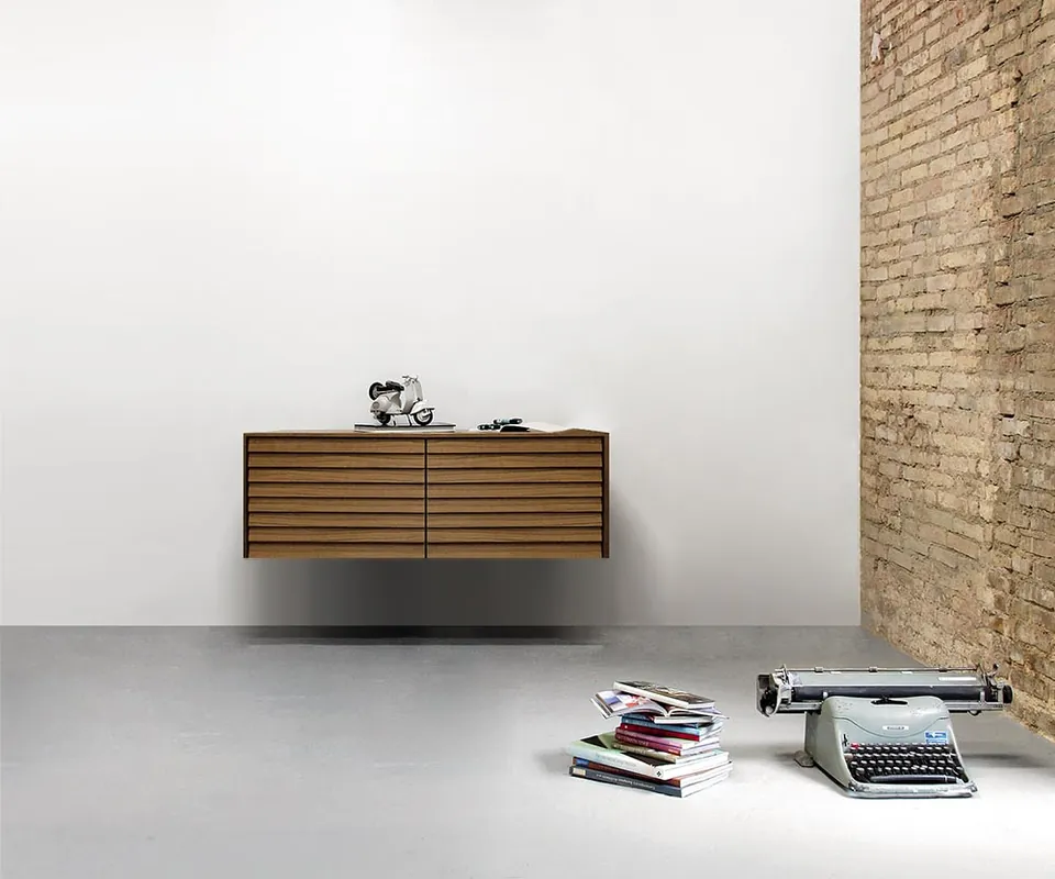 Actieprijs Punt Dressoir Sussex B 119.2 - zonder - voor wandmontage - Super mat walnoot