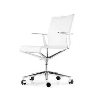 Goedkoop ICF Stick ETK bureaustoel Stick ETK H37 5 arm met wielen leer wit 915