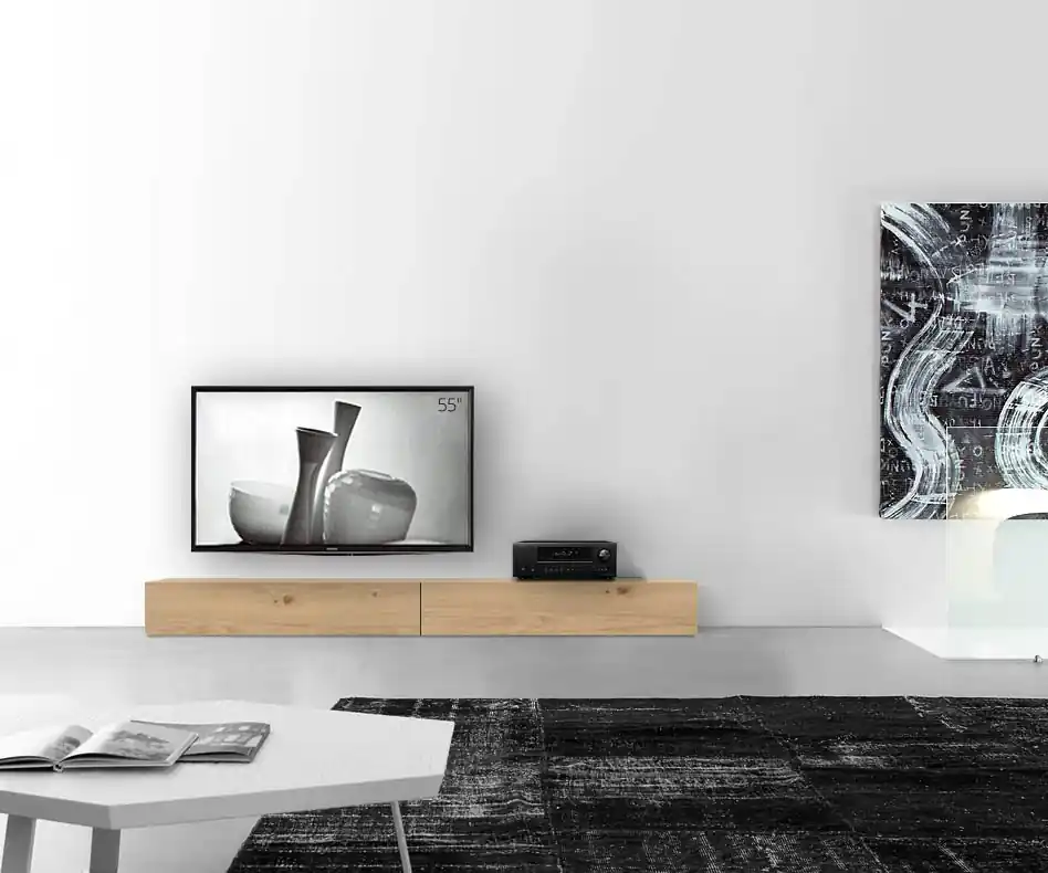 Livitalia Houten lowboard configurator vloer 240 cm 24 cm 46 cm licht eiken Seizoensaanbieding
