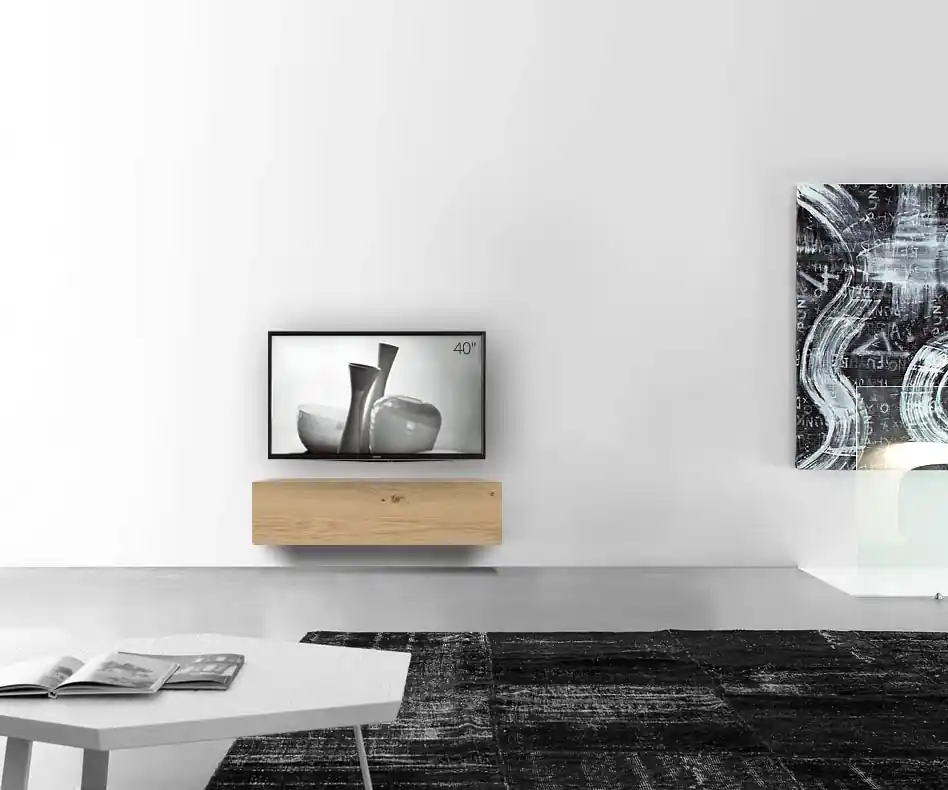 Livitalia Houten lowboard configurator wand 120 cm 32 cm 46 cm licht eiken Bestel Nu