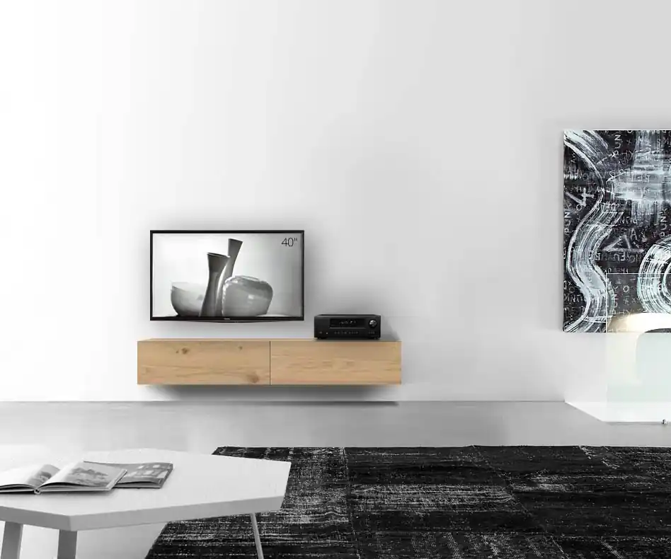 Op = Op Livitalia Houten lowboard configurator wand 180 cm 32 cm 46 cm licht eiken