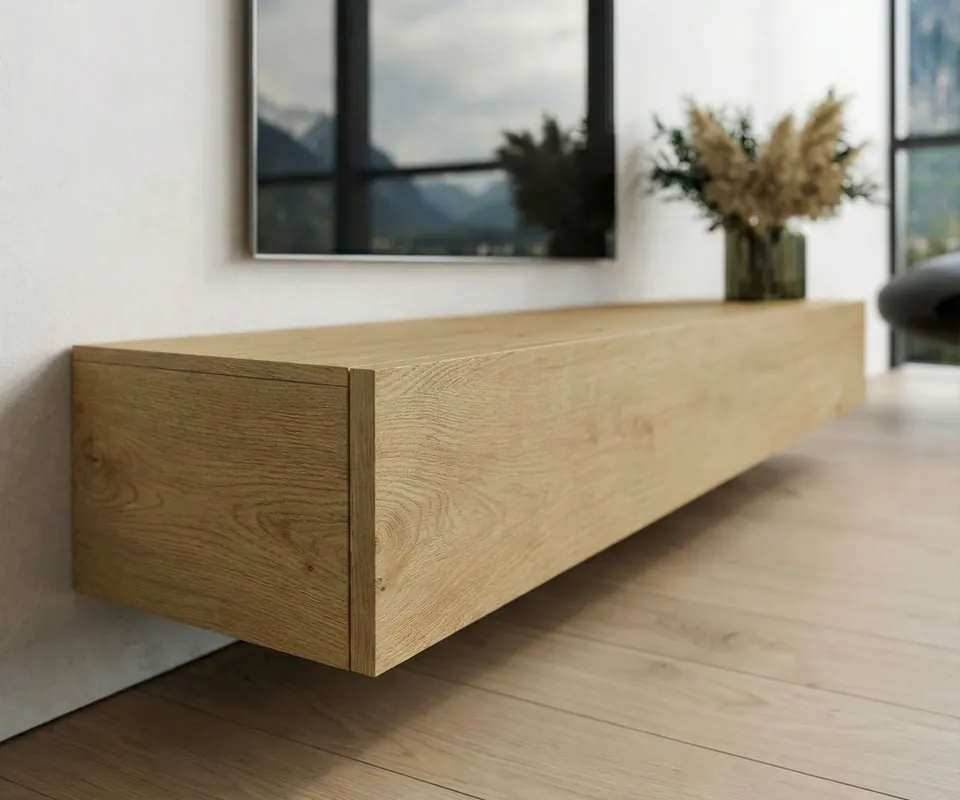 Livitalia Houten lowboard configurator wand 150 cm 32 cm 46 cm licht eiken Beste Prijs
