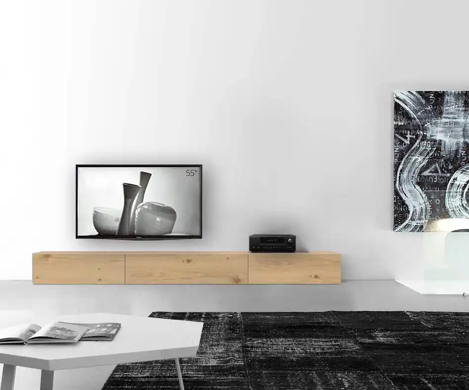 Livitalia Houten lowboard configurator vloer 300 cm 32 cm 46 cm licht eiken Populair