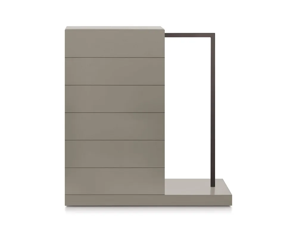 Fabrieksprijs Novamobili Easy6 hoge ladekast + kleerkast rechts B64cm mat zand333