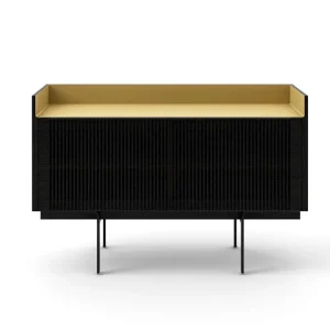 Weekendaanbieding Punt Stockholm TV lowboard-voeten B 121.6-goud-donkergrijs gebeitst eiken