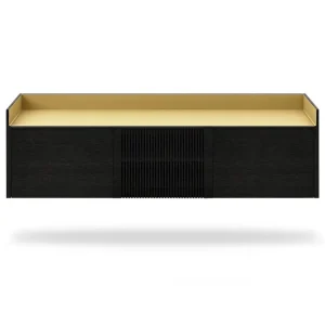 Weekendaanbieding Punt Stockholm TV lowboard wandmeubel B 179,8-goud-donkergrijs gebeitst eiken