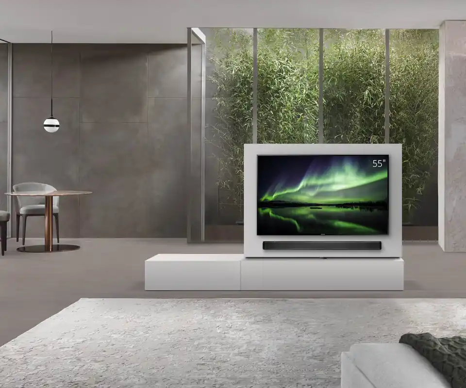 Livitalia Roto lowboard ruimteverdeler met draaibaar TV-paneel-B150-65-H33-T56-ArticoM-B90li-oBox Betaalbaar