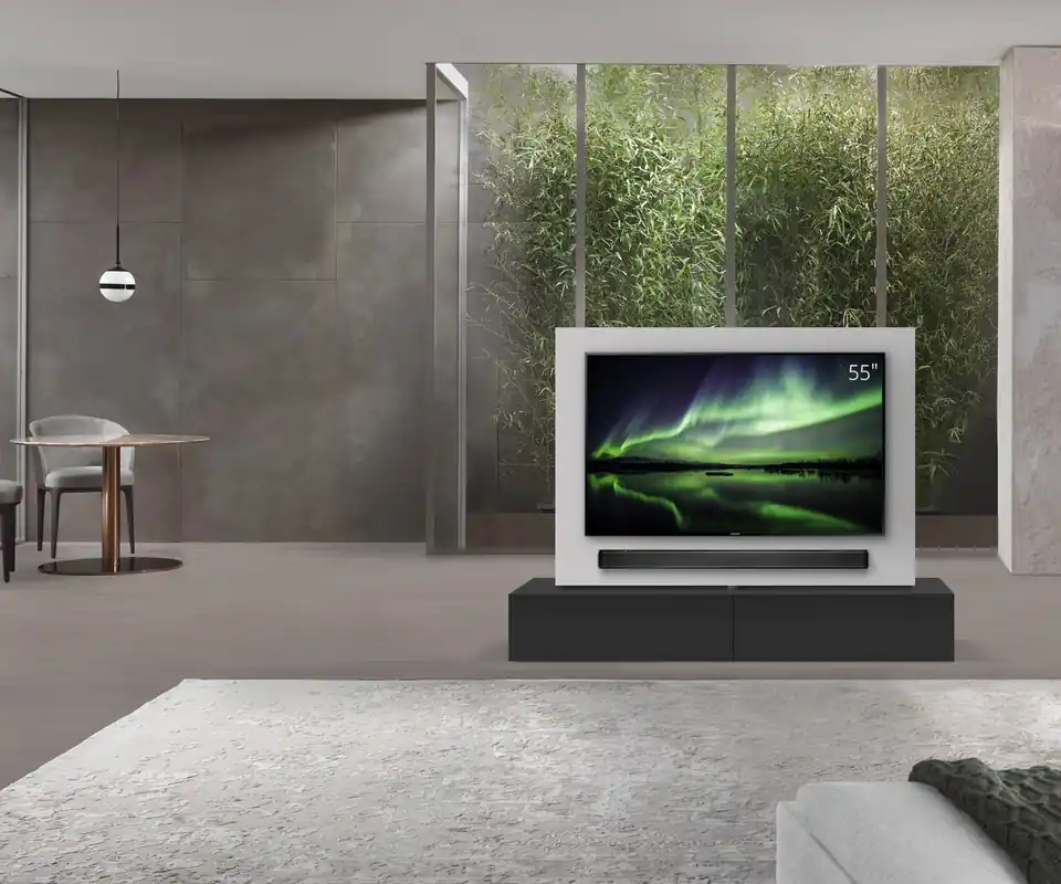Bestseller Livitalia Roto lowboard ruimteverdeler met draaibaar TV-paneel-B180-65-H33-T47-NeroM-zonder-oBox