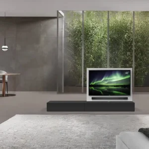 Aanbieding Livitalia Roto lowboard ruimteverdeler met draaibaar TV-paneel-B120-50-H25-T56-NeroM-B90li-oBox