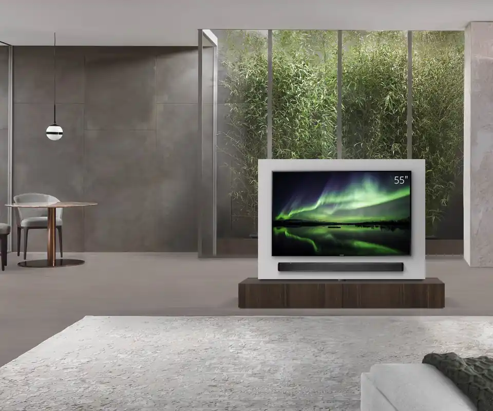 Premium Livitalia Roto lowboard ruimteverdeler met draaibaar TV-paneel-B180-65-H25-T56-EiBr-zonder-oBox