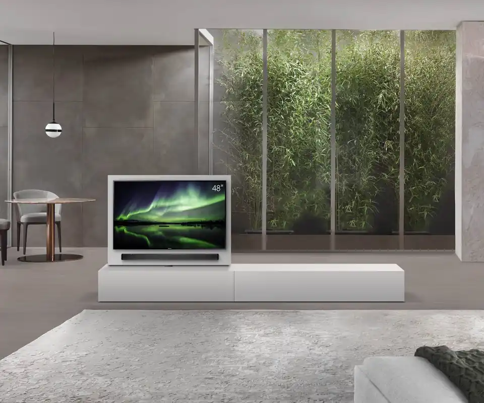 Livitalia Roto lowboard ruimteverdeler met draaibaar TV-paneel-B120-50-H33-T47-ArticoM-B150re-oBox Goedkoop