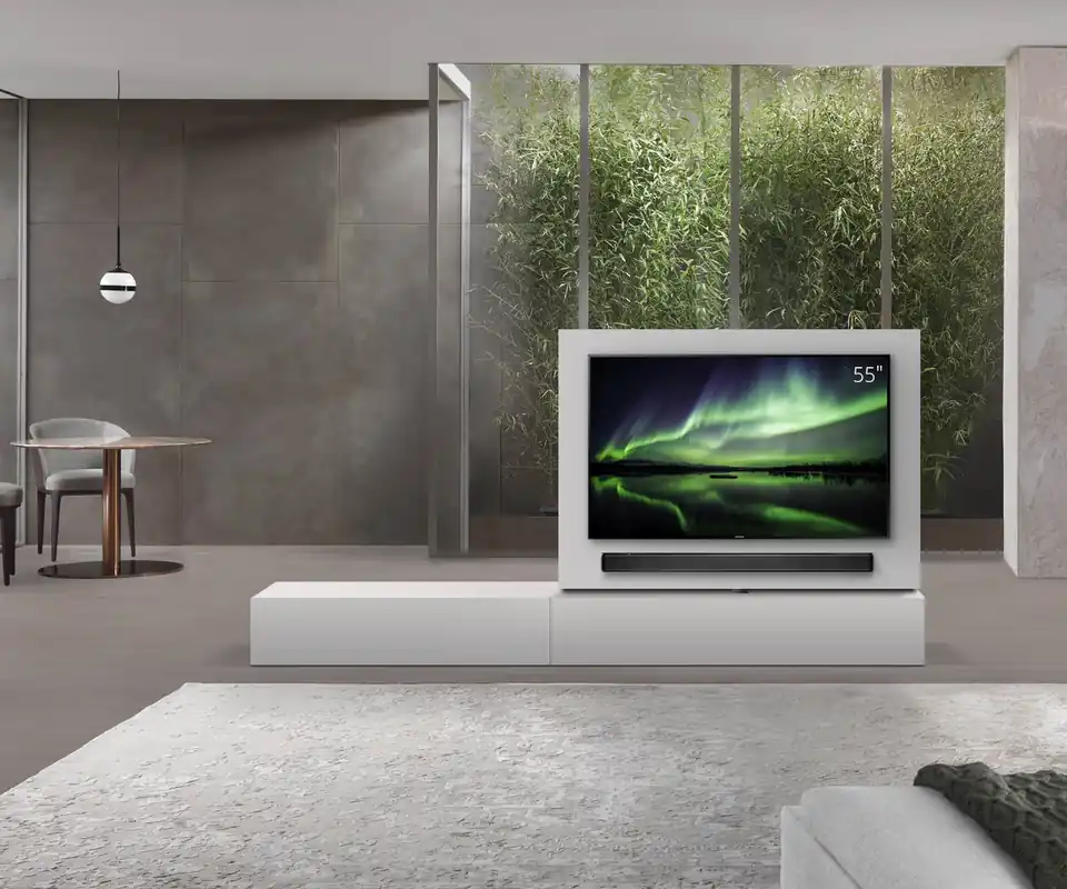 Livitalia Roto lowboard ruimteverdeler met draaibaar TV-paneel-B150-65-H33-T56-ArticoM-B120li-oBox Beste Prijs