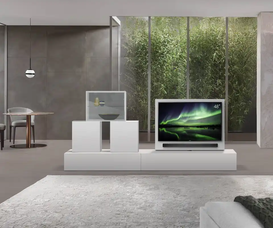 Beste Prijs Livitalia Roto lowboard ruimteverdeler met draaibaar TV-paneel-B150-50-H33-T56-ArticoM-B120li-mBox