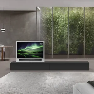 Aanbieding Livitalia Roto lowboard ruimteverdeler met draaibaar TV-paneel-B150-50-H33-T56-NeroM-B150re-oBox