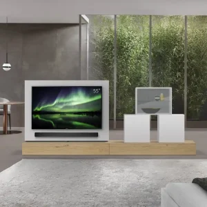 Actieprijs Livitalia Roto lowboard ruimteverdeler met draaibaar TV-paneel-B150-65-H25-T47-EiHe-B150re-mBox