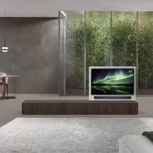 Aanbieding Livitalia Roto lowboard ruimteverdeler met draaibaar TV-paneel-B120-50-H33-T56-EiBr-B150li-oBox