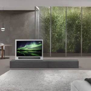 Aanbieding Livitalia Roto lowboard ruimteverdeler met draaibaar TV-paneel-B150-50-H33-T47-EiGr-B120re-oBox