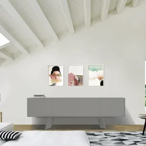 Weekendaanbieding Dressoir al2 Alhambra 003 240 cm breed 4 deuren met patroon lichtgrijs mat