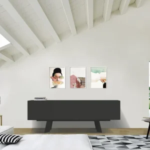 Aanbieding Dressoir al2 Alhambra 003 220 cm breed 4 deuren met zwart mat patroon
