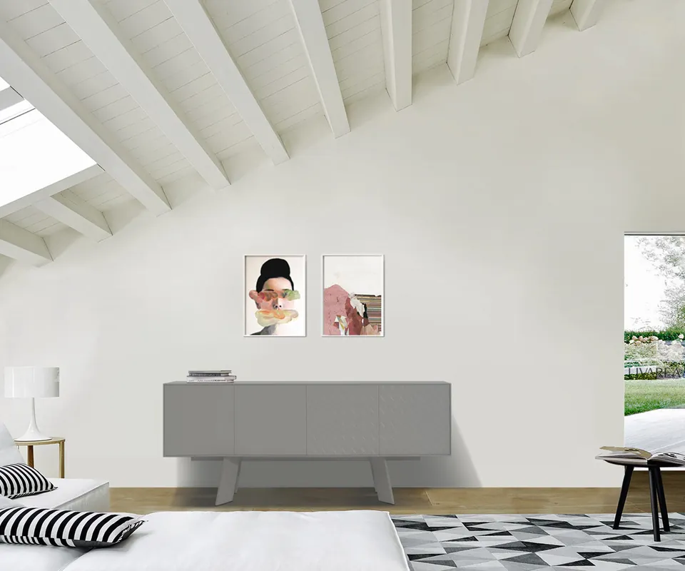 Beperkte Voorraad Dressoir al2 Alhambra 003 180 cm breed 4 deuren met patroon lichtgrijs mat