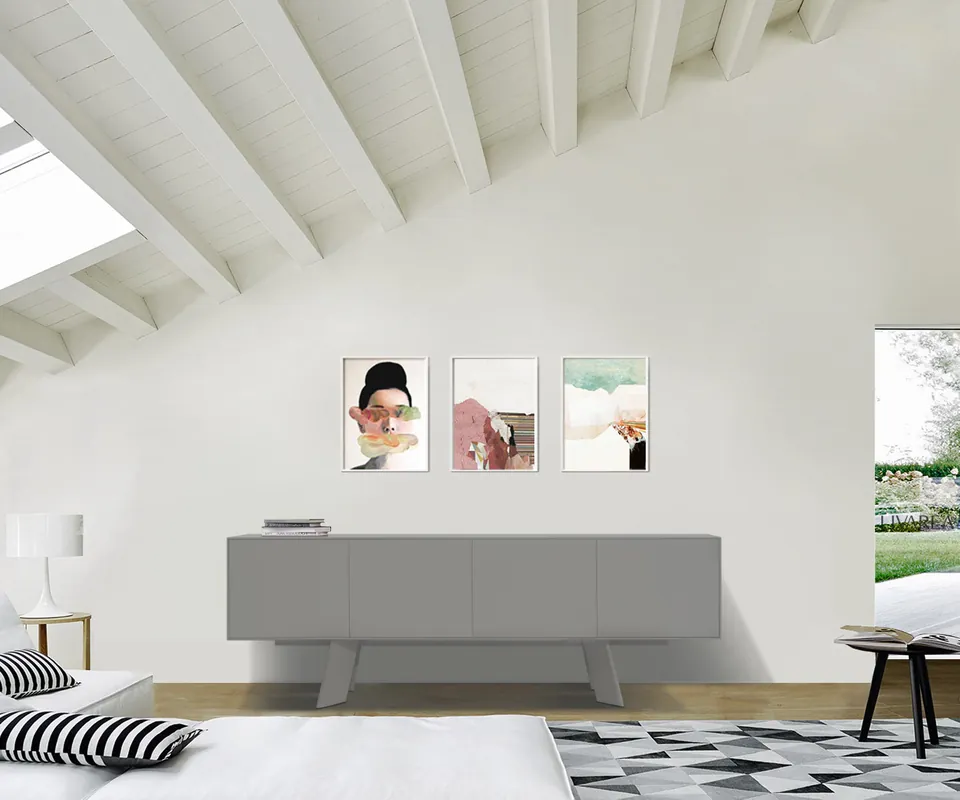 Gratis Retour Dressoir al2 Alhambra 003 220 cm breed 4 deuren zonder patroon Lichtgrijs mat