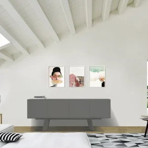 Weekendaanbieding Dressoir al2 Alhambra 003 200 cm breed 4 deuren zonder patroon Donkergrijs mat