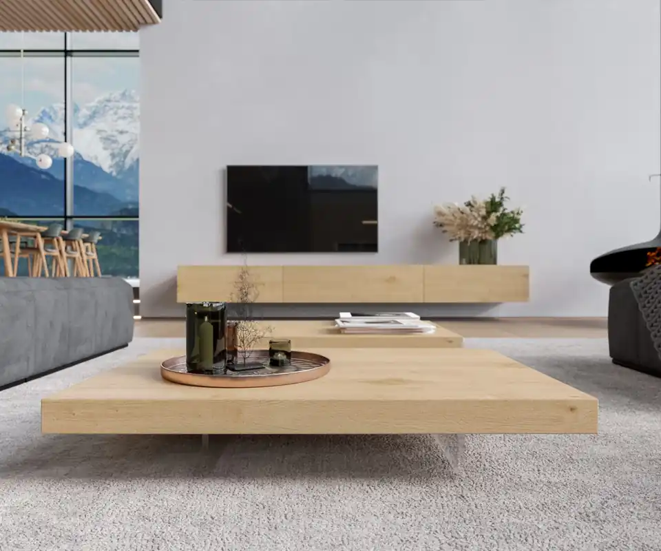 Livitalia Salontafel Laag Kleuruitvoering Mat - Nero Black (vergelijkbaar met RAL9011) Totale hoogte H 38,7 cm Direct Beschikbaar