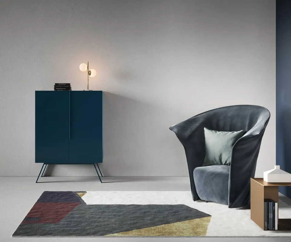 Aanbieding Novamobili Hoogboard Cleo Kleurenversie Karkas spatellook betongrijs Kleurenversie Poten en handgreep mat beige - 333 Sabbia (vergelijkbaar met RAL1019)
