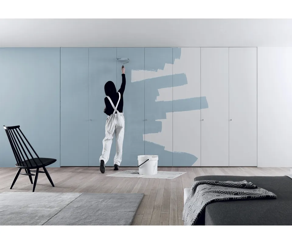 Novamobili Kleerkast Intono Draaideuren Greepoptie knop Aluminium Kleerkasthoogte 258 cm Kleerkastbreedte B 402,5 cm - 8 draaideuren Op = Op