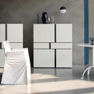 Aanbieding Livitalia Abaco highboard Kleur koof Zwart mat (zoals 9011) Kleur body & front Rood mat (zoals RAL 3003)