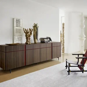 Aanbieding Livitalia Abaco dressoir Kleur koof Rood mat (vergelijkbaar met RAL 3003) Kleur romp & front Gefineerd in bruin eiken (zoals afgebeeld)
