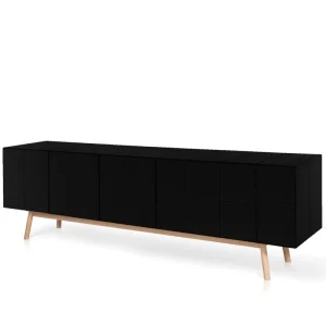 Weekendaanbieding al2 Dressoir MOS-I-KO 003 B 250 cm / H 75 cm / D 50 cm Onderstel Massief noten Kleur C1 Zwart Mat
